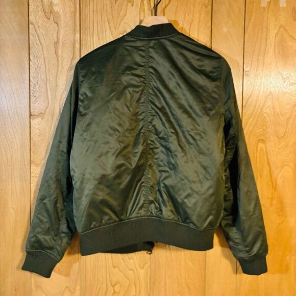 American Eagle Men’s Olive Green Bomber Jacket Size L Lightweight Zip-Up Casual - Picture 3 of 4